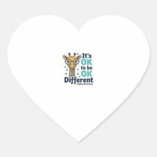 Giraffe voor Autisme Bewustzijn Het is OK om Versc Hart Sticker