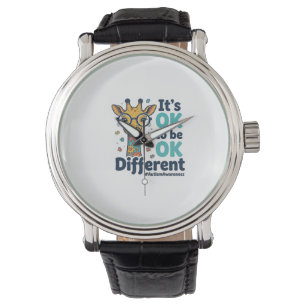 Giraffe voor Autisme Bewustzijn Het is OK om Versc Horloge