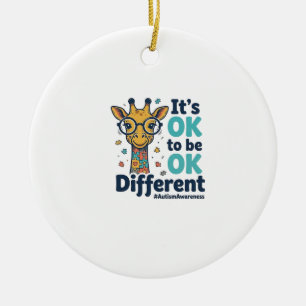 Giraffe voor Autisme Bewustzijn Het is OK om Versc Keramisch Ornament