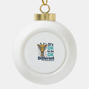 Giraffe voor Autisme Bewustzijn Het is OK om Versc Keramische Bal Ornament