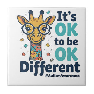 Giraffe voor Autisme Bewustzijn Het is OK om Versc Tegeltje
