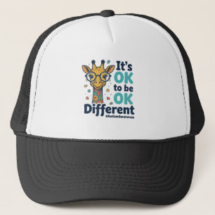 Giraffe voor Autisme Bewustzijn Het is OK om Versc Trucker Pet