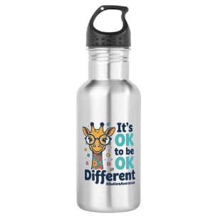 Giraffe voor Autisme Bewustzijn Het is OK om Versc Waterfles