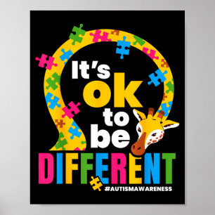 Giraffe voor Autisme Bewustzijn Het Is Oké Om Vers Poster