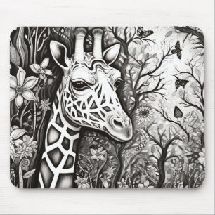 Giraffe Vreedzame Natuur Prairie Schets Tekenkunst Muismat
