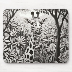 Giraffe Vreedzame Natuur Prairie Schets Tekenkunst Muismat