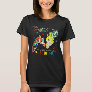 Giraffe Wat Maakt Jou Anders Autisme Bewustzijn T-shirt