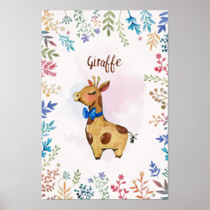 Giraffe watercolor poster