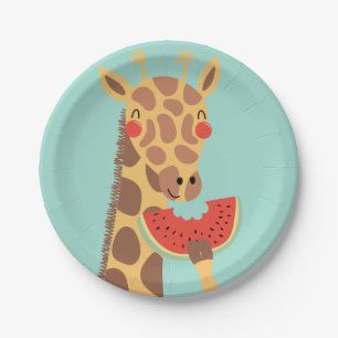 Giraffe Watermeloen Papieren Bordje