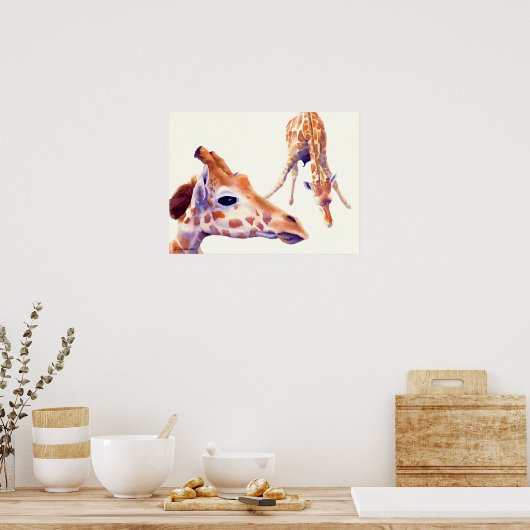 Giraffe Waterverf Afdrukken en Poster schilderen (Keuken)