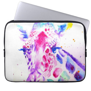Giraffe Waterverf Baby's Paarse Gifts Lavendel Laptop Sleeve