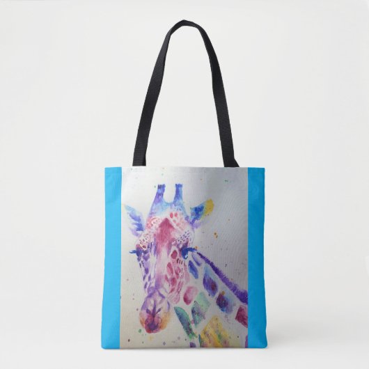 Giraffe Waterverf Dierenvrienden Canvas tas (Voorkant)