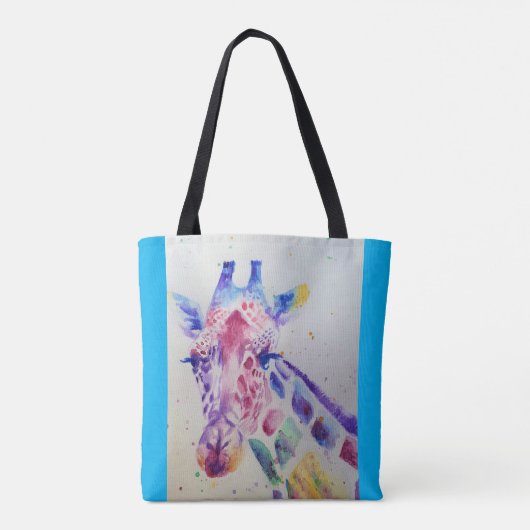 Giraffe Waterverf Dierenvrienden Canvas tas (Achterkant)