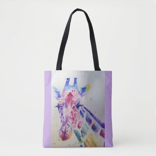 Giraffe Waterverf Dierenvrienden Canvas tas (Voorkant)