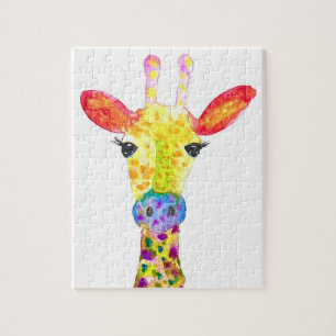 Giraffe waterverf diertje Safari kinder humor dier Legpuzzel