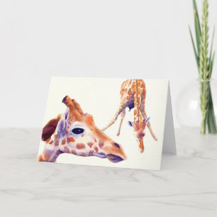 Giraffe Waterverf Groet en Nota Kaart