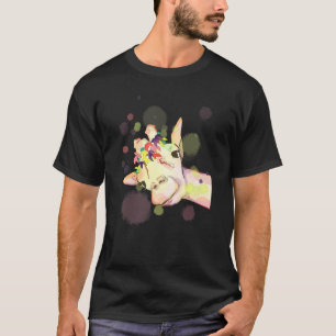 Giraffe Waterverf Hippie Flowers Vredes kleurrijk T-shirt