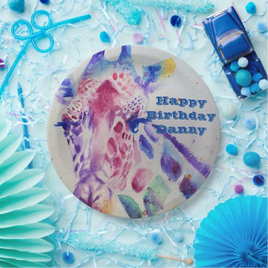 Giraffe Waterverf jongen Birthday Party Paper Bord (Feest)