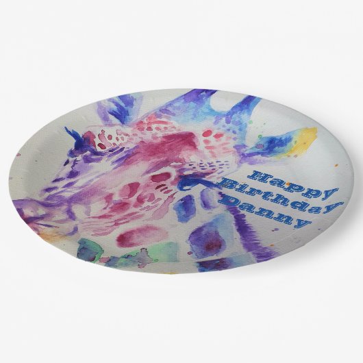 Giraffe Waterverf jongen Birthday Party Paper Bord (Gekanteld)