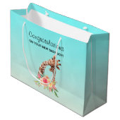 Giraffe Waterverf Mam en Baby gefeliciteerd Groot Cadeauzakje (Voorkant Gekanteld)