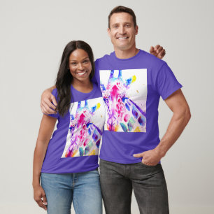 Giraffe Waterverf Mannen Paarse Gifts Lavendel T-shirt