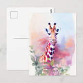 Giraffe Waterverf Portret 2 Briefkaart (Voorkant / Achterkant)