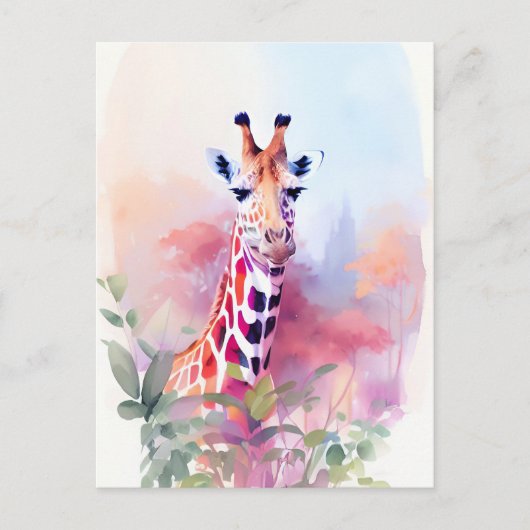 Giraffe Waterverf Portret 2 Briefkaart (Voorkant)