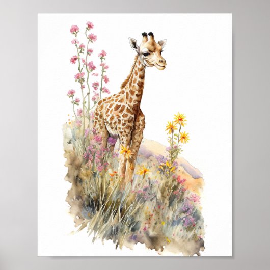 Giraffe Waterverf schilderen Poster (Voorkant)