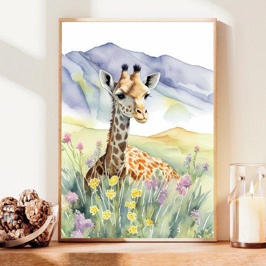 Giraffe Waterverf schilderen Poster