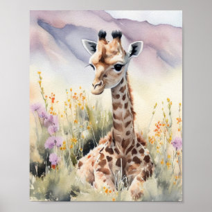 Giraffe Waterverf schilderen Poster