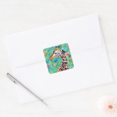 Giraffe Waterverf Square Sticker (Envelop)