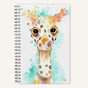 Giraffe Wilde Dier Natuur Waterverf Kunst Schilder Notitieboek