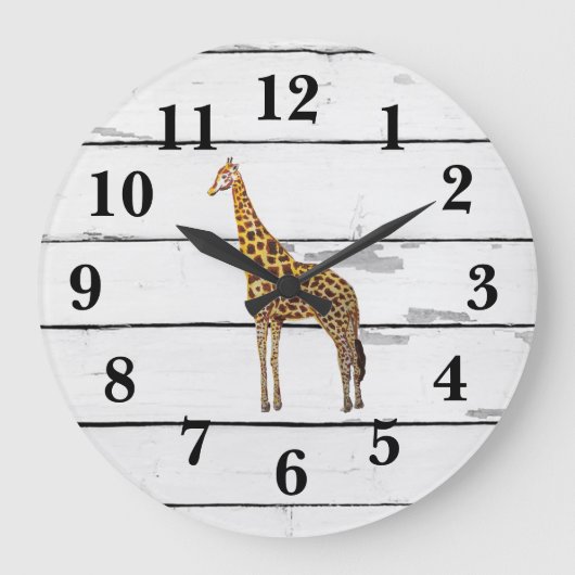 Giraffe-wildlife decor rustieke shiplap grote klok (Voorkant)