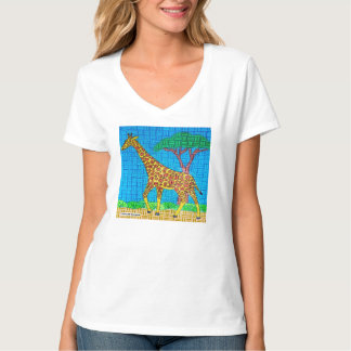 Giraffe (wit) - Dames V-hals T-shirt