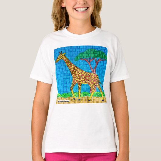 Giraffe (wit) - T-shirt voor meisjes (Voorkant)