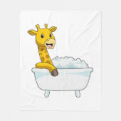 Giraffe with Bathtub with Foam Fleece Deken (Voorkant)