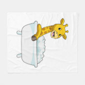 Giraffe with Bathtub with Foam Fleece Deken (Voorkant (Horizontaal))