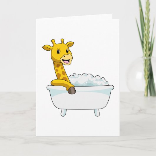 Giraffe with Bathtub with Foam Kaart (Voorkant)