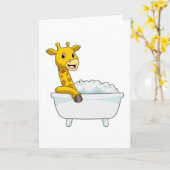 Giraffe with Bathtub with Foam Kaart (Gele Bloem)