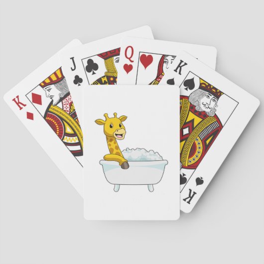 Giraffe with Bathtub with Foam Pokerkaarten (Achterkant)