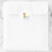 Giraffe with Bathtub with Foam Ronde Sticker (Tas)