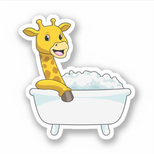 Giraffe with Bathtub with Foam Sticker (Voorkant)