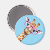 Giraffe with Pink Glasses Cute Animal Magnet #2 (Recto/Verso)
