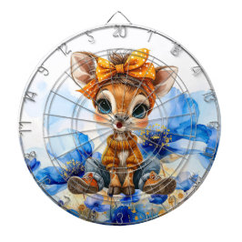 Giraffe with polka dot bow blue poppies dartbord