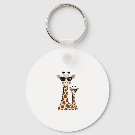 Giraffe with Sunglasses Jungle Safari Animal Giraf Sleutelhanger (Voorkant)