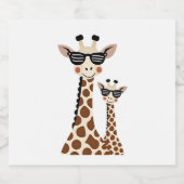 Giraffe with Sunglasses Jungle Safari Animal Giraf Sparkling Wijnetiket (Enkel label)