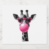 Giraffe Women Giraffe Face with Sunglasses Wild An Sparkling Wijnetiket (Enkel label)
