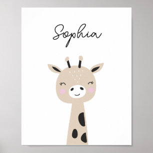 Giraffe Woodland Animal Nursery Wall Art Poster