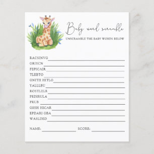 Giraffe Word Scramble   Baby showers wild
