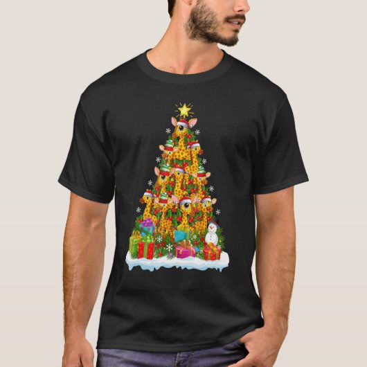 Giraffe Xmas Holiday Giraffe Christmas Tree T-shirt (Voorkant)